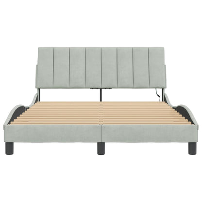 Bedframe Met Led-Verlichting Fluweel Lichtgrijs 120X200 Cm