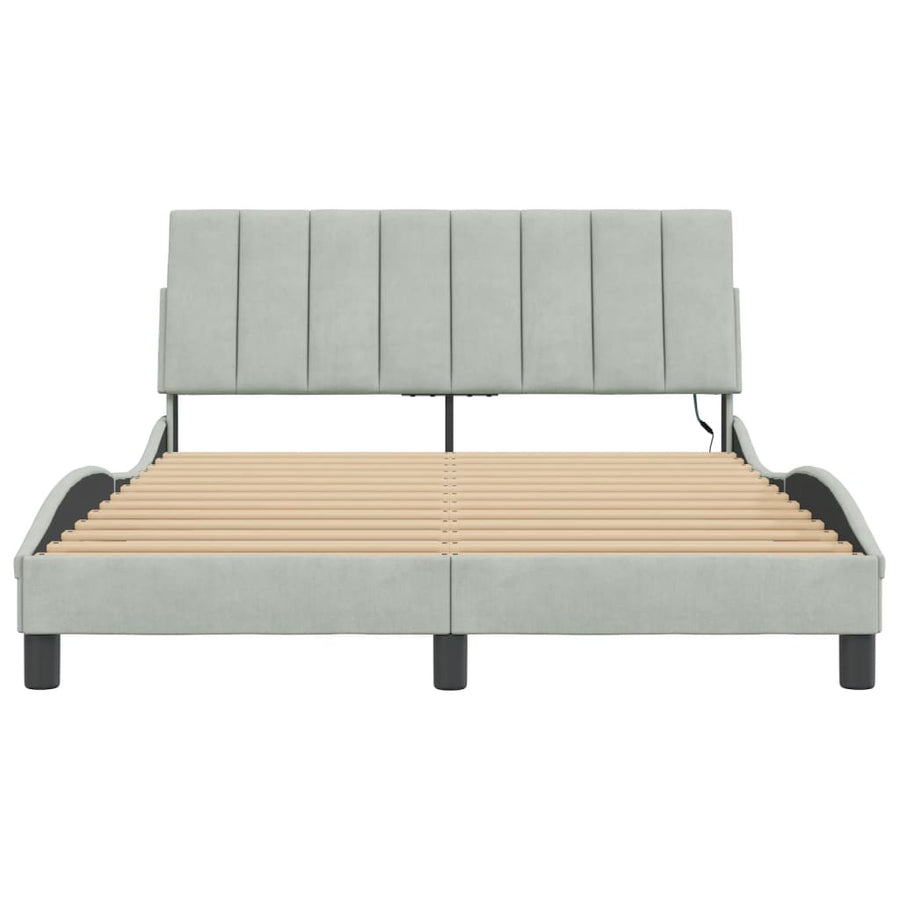 Bedframe Met Led-Verlichting Fluweel Lichtgrijs 120X200 Cm
