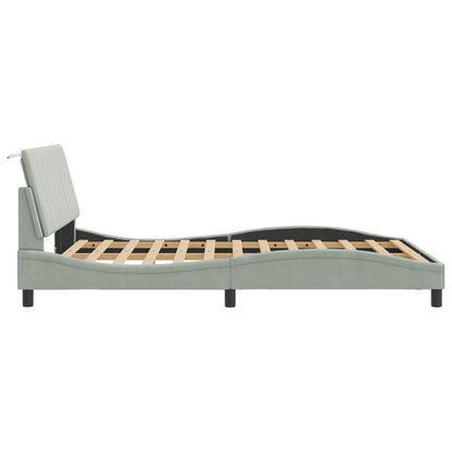 Bedframe Met Led-Verlichting Fluweel Lichtgrijs 120X200 Cm