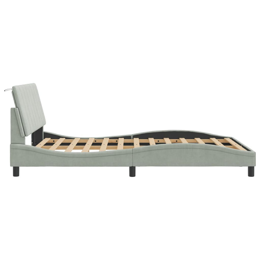 Bedframe Met Led-Verlichting Fluweel Lichtgrijs 120X200 Cm