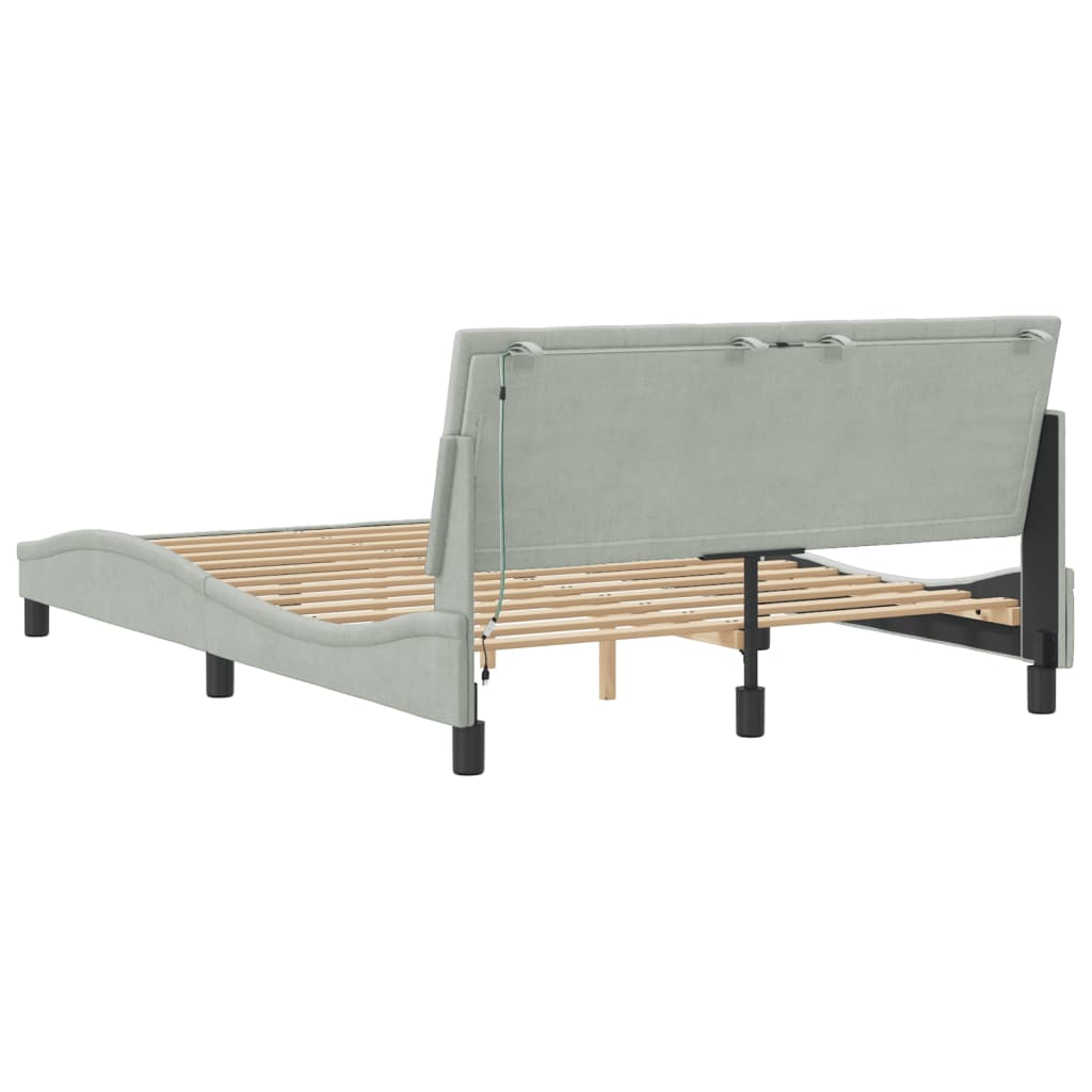 Bedframe Met Led-Verlichting Fluweel Lichtgrijs 120X200 Cm