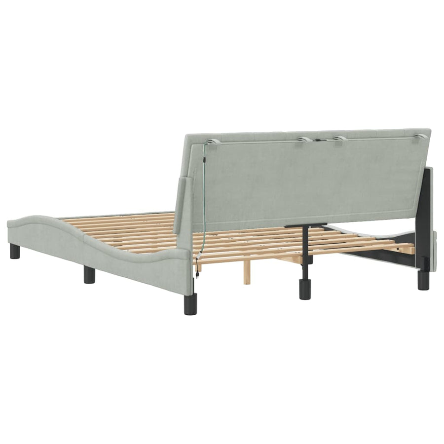 Bedframe Met Led-Verlichting Fluweel Lichtgrijs 120X200 Cm