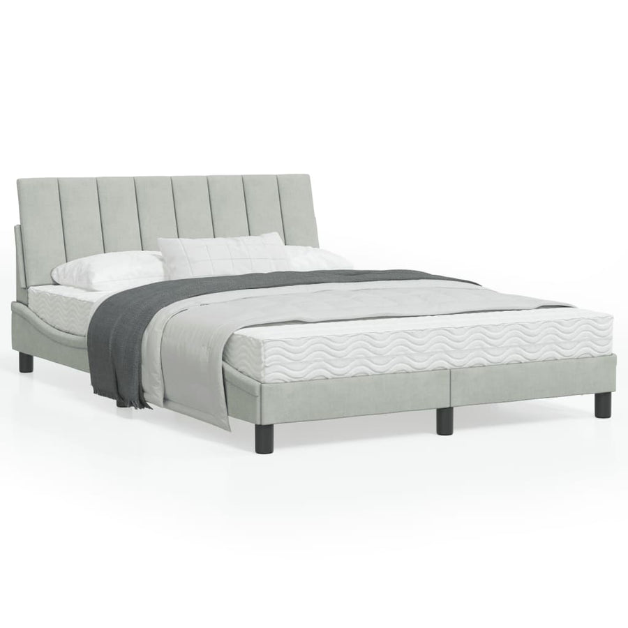 Bedframe Met Led-Verlichting Fluweel Lichtgrijs 120X200 Cm