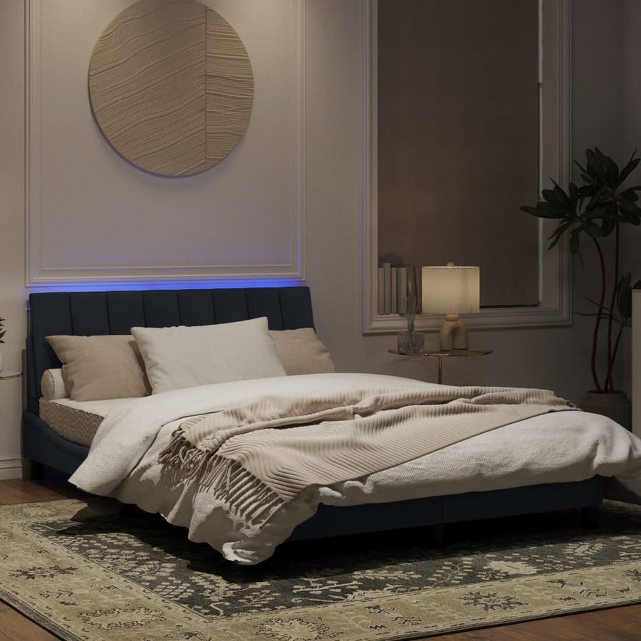 Bedframe Met Led-Verlichting Fluweel Donkergrijs 120X200 Cm