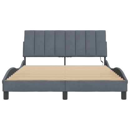 Bedframe Met Led-Verlichting Fluweel Donkergrijs 120X200 Cm
