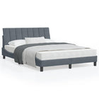 Bed frame with LED without mattress "Hanko" velvet dark grey 120x200 cm