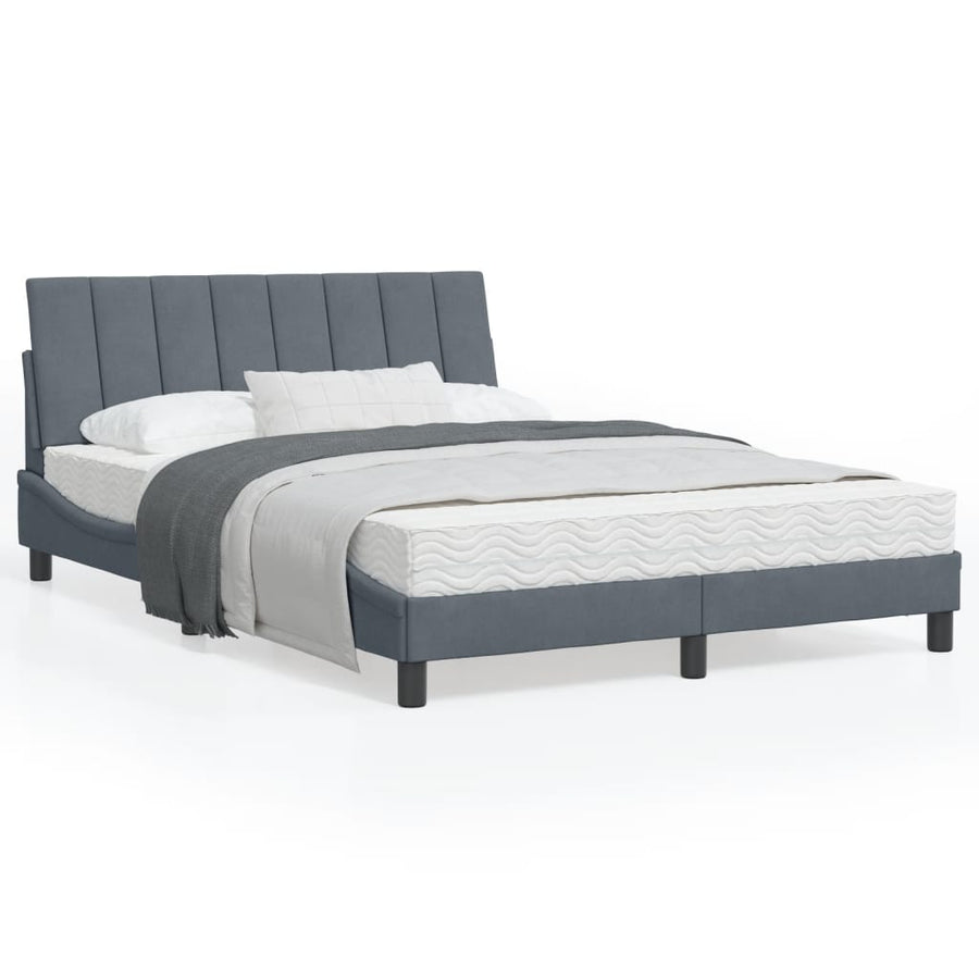 Bedframe Met Led-Verlichting Fluweel Donkergrijs 120X200 Cm