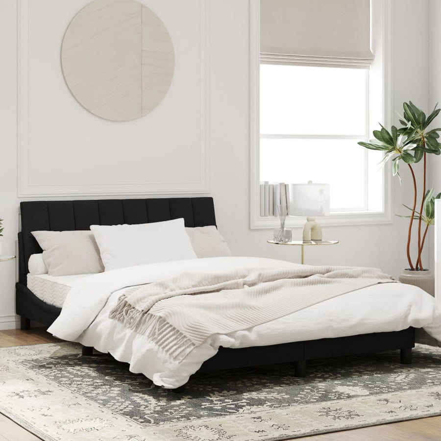 Bedframe Met Led-Verlichting Fluweel Zwart 120X200 Cm