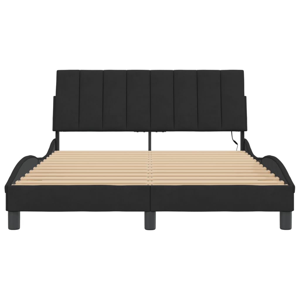 Bedframe Met Led-Verlichting Fluweel Zwart 120X200 Cm