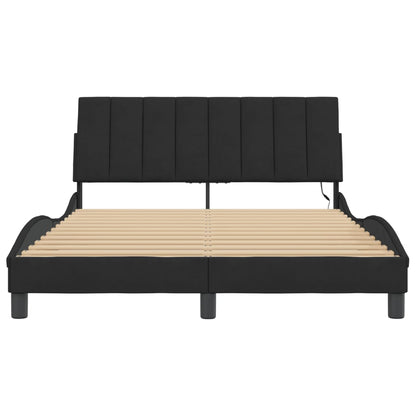 Bedframe Met Led-Verlichting Fluweel Zwart 120X200 Cm