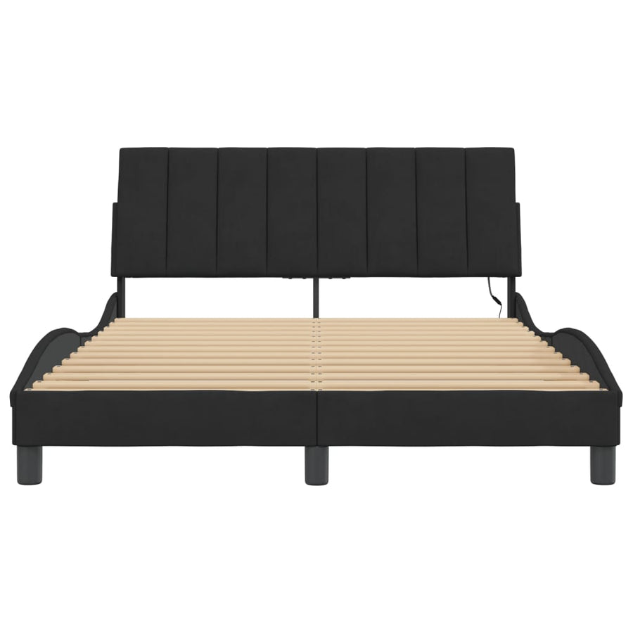 Bedframe Met Led-Verlichting Fluweel Zwart 120X200 Cm