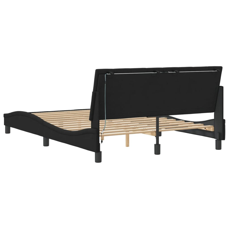 Bedframe Met Led-Verlichting Fluweel Zwart 120X200 Cm