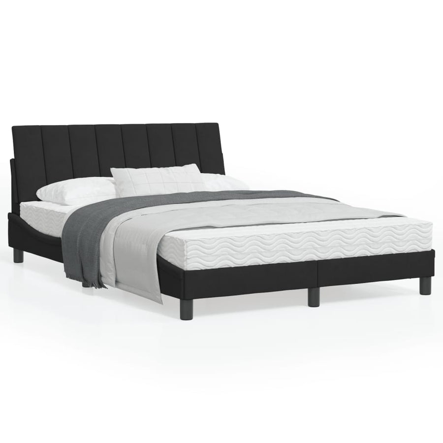 Bedframe Met Led-Verlichting Fluweel Zwart 120X200 Cm