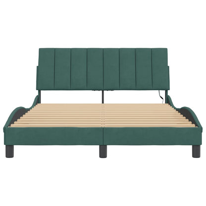 Bedframe Met Led-Verlichting Fluweel Donkergroen 120X200 Cm