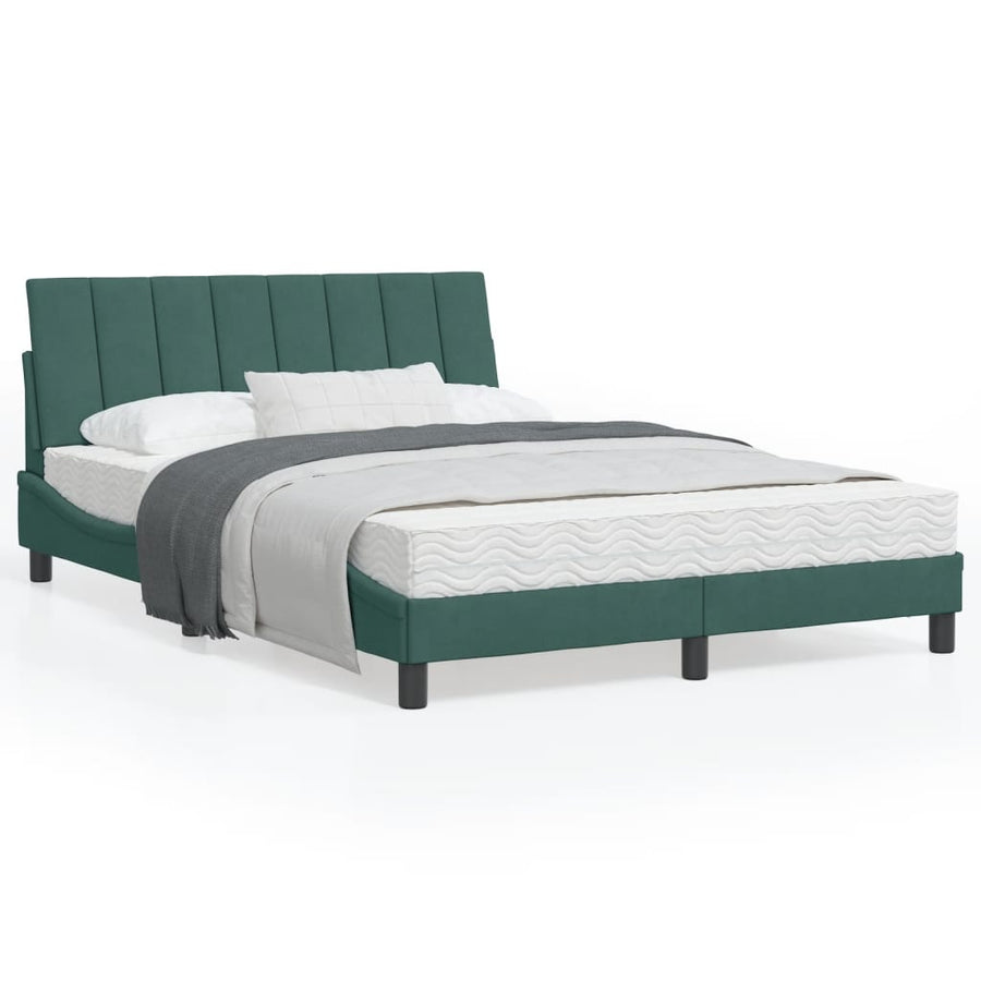 Bedframe Met Led-Verlichting Fluweel Donkergroen 120X200 Cm