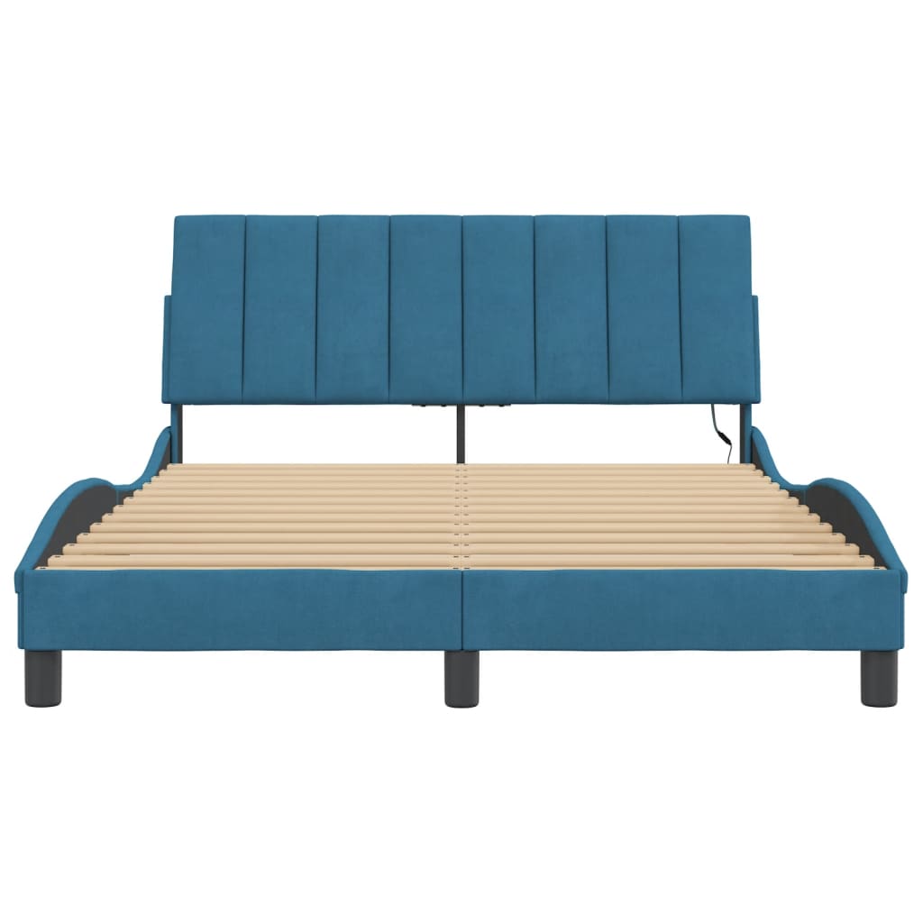 Bedframe met LED-verlichting fluweel blauw 120x200 cm