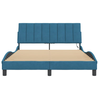 Bedframe met LED-verlichting fluweel blauw 120x200 cm