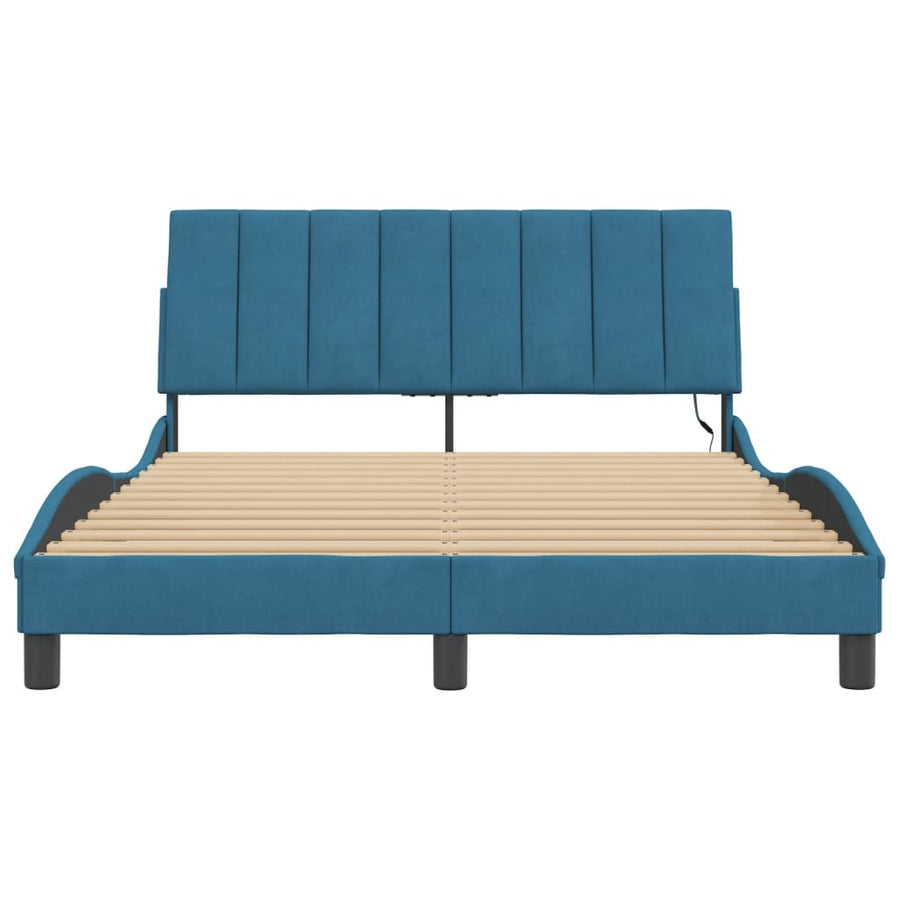 Bedframe met LED-verlichting fluweel blauw 120x200 cm