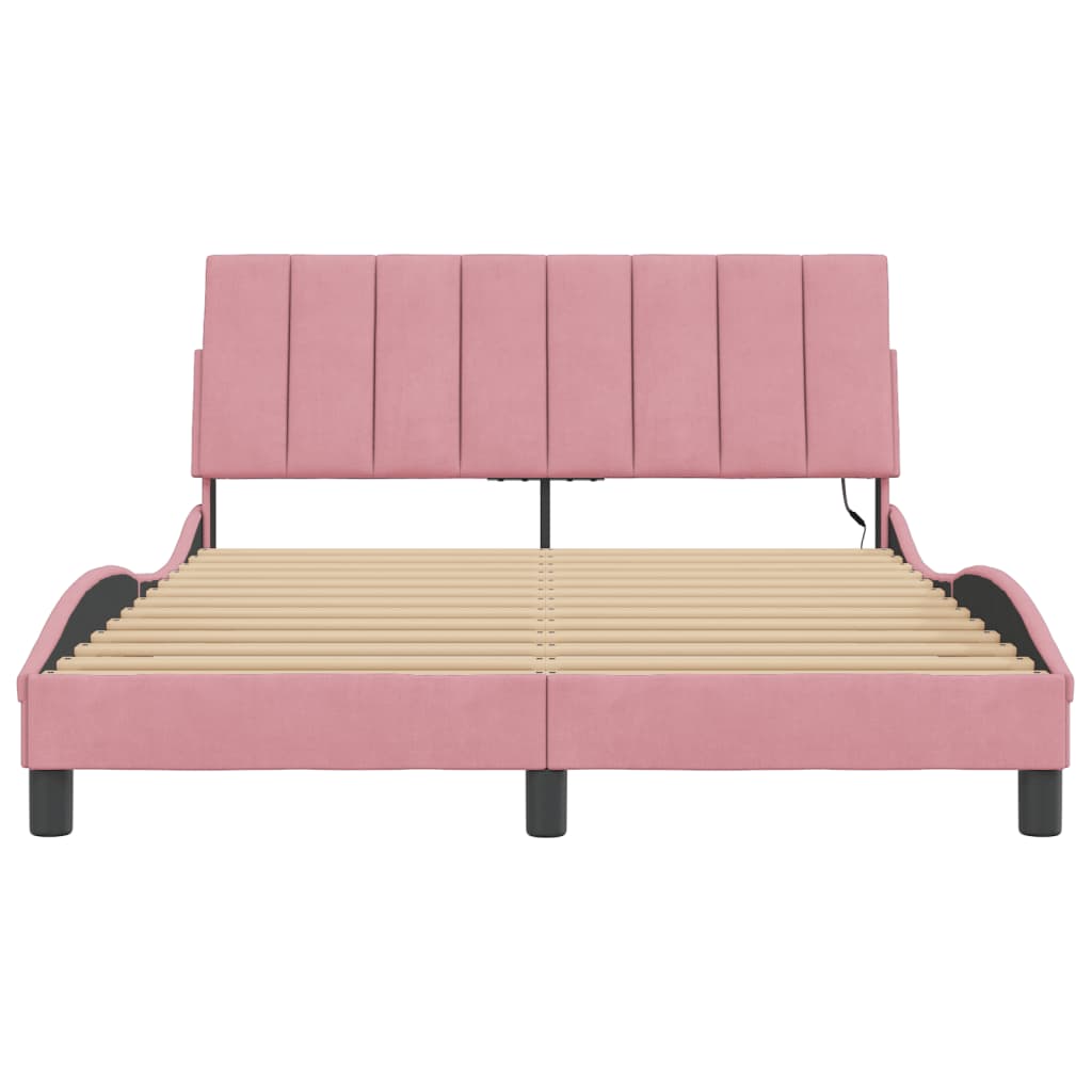 Bedframe Met Led-Verlichting Fluweel 120 x 200 cm Roze