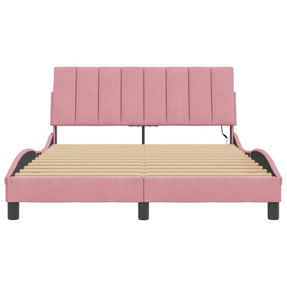 Bedframe Met Led-Verlichting Fluweel 120 x 200 cm Roze