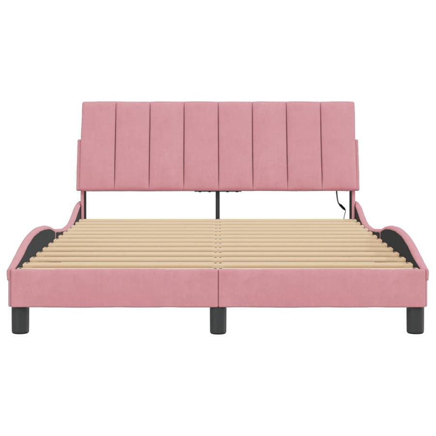 Bedframe Met Led-Verlichting Fluweel 120 x 200 cm Roze