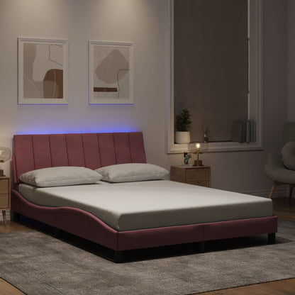 Bedframe Met Led-Verlichting Fluweel 120 x 200 cm Roze