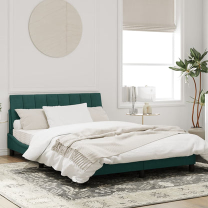 Bedframe Met Led-Verlichting Fluweel Donkergroen 140X190 Cm