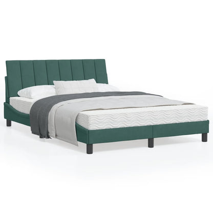 Bedframe Met Led-Verlichting Fluweel Donkergroen 140X190 Cm