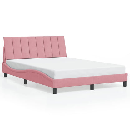 Bedframe Met Led-Verlichting Fluweel 140 x 190 cm Roze