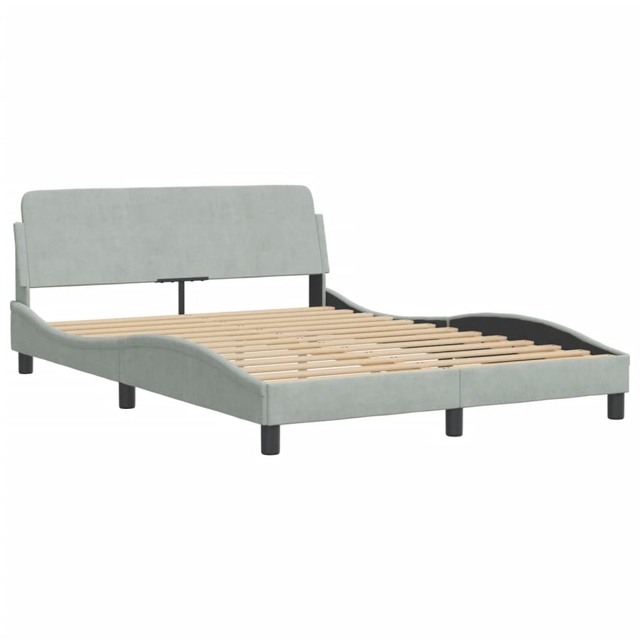 Bedframe Met Led-Verlichting Fluweel Lichtgrijs 140X200 Cm