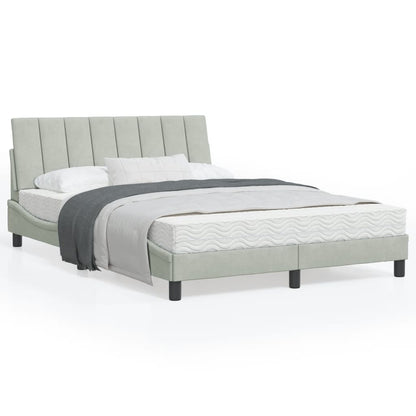 Bedframe Met Led-Verlichting Fluweel Lichtgrijs 140X200 Cm