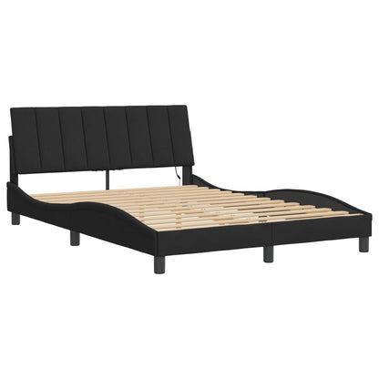 Bedframe Met Led-Verlichting Fluweel Zwart 140X200 Cm