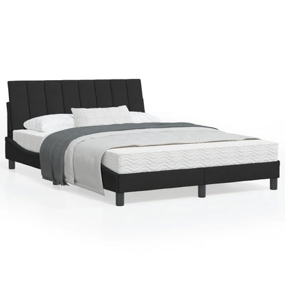 Bedframe Met Led-Verlichting Fluweel Zwart 140X200 Cm
