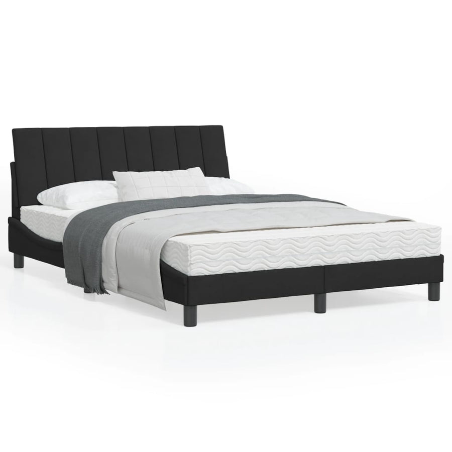 Bedframe Met Led-Verlichting Fluweel Zwart 140X200 Cm