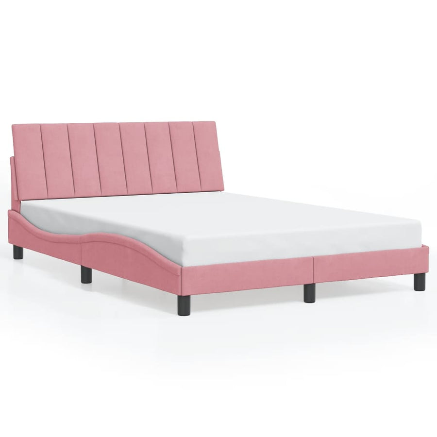 Bedframe Met Led-Verlichting Fluweel 140 x 200 cm Roze