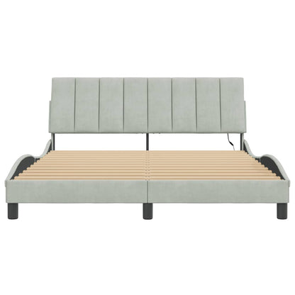 Bedframe Met Led-Verlichting Fluweel Lichtgrijs 160X200 Cm