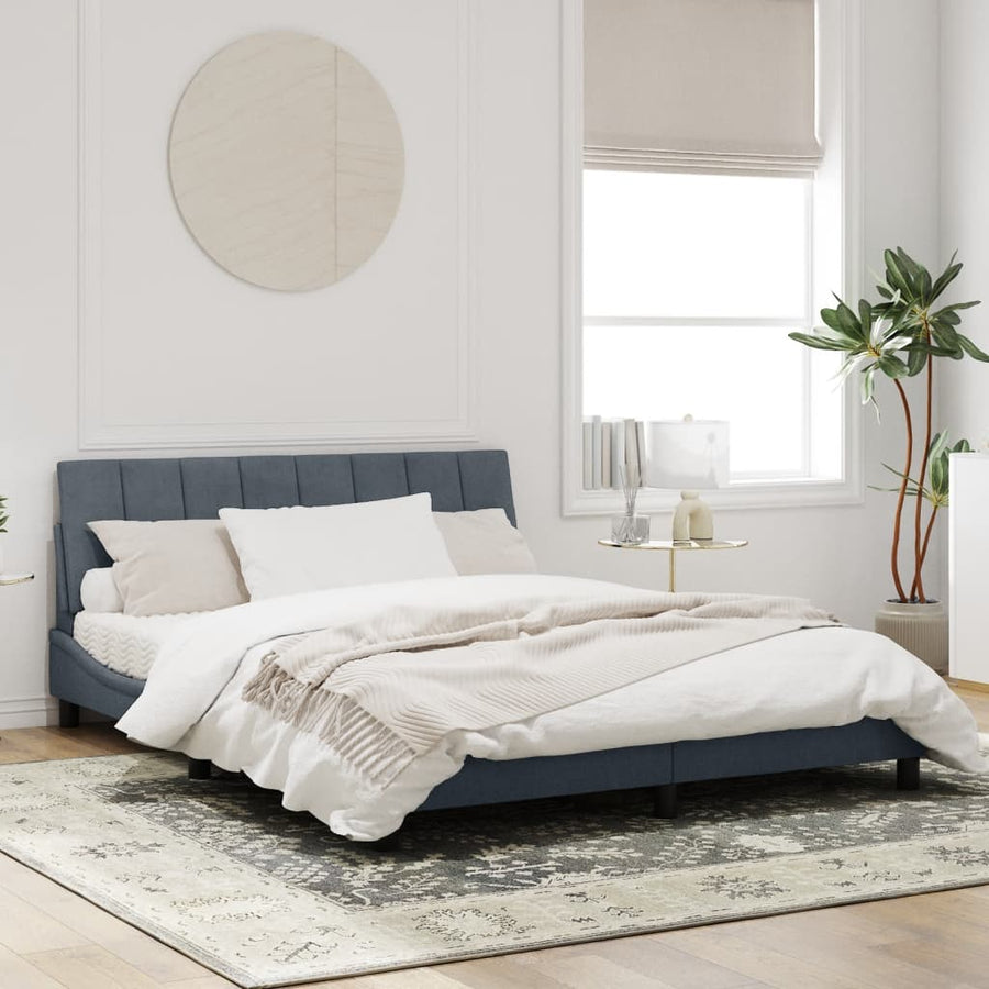 Bedframe Met Led-Verlichting Fluweel Donkergrijs 160X200 Cm