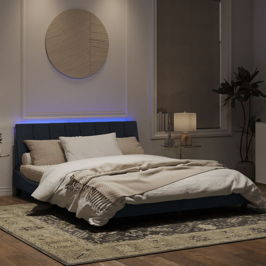 Bedframe Met Led-Verlichting Fluweel Donkergrijs 160X200 Cm