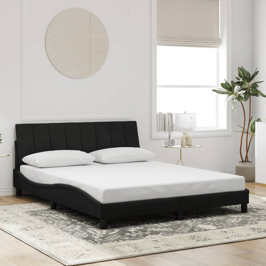 Bedframe Met Led-Verlichting Fluweel 160 x 200 cm Zwart