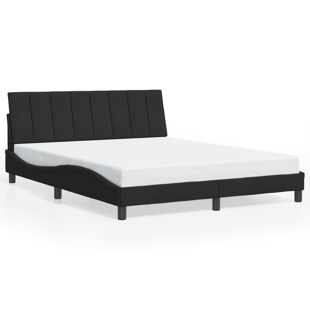Bedframe Met Led-Verlichting Fluweel 160 x 200 cm Zwart
