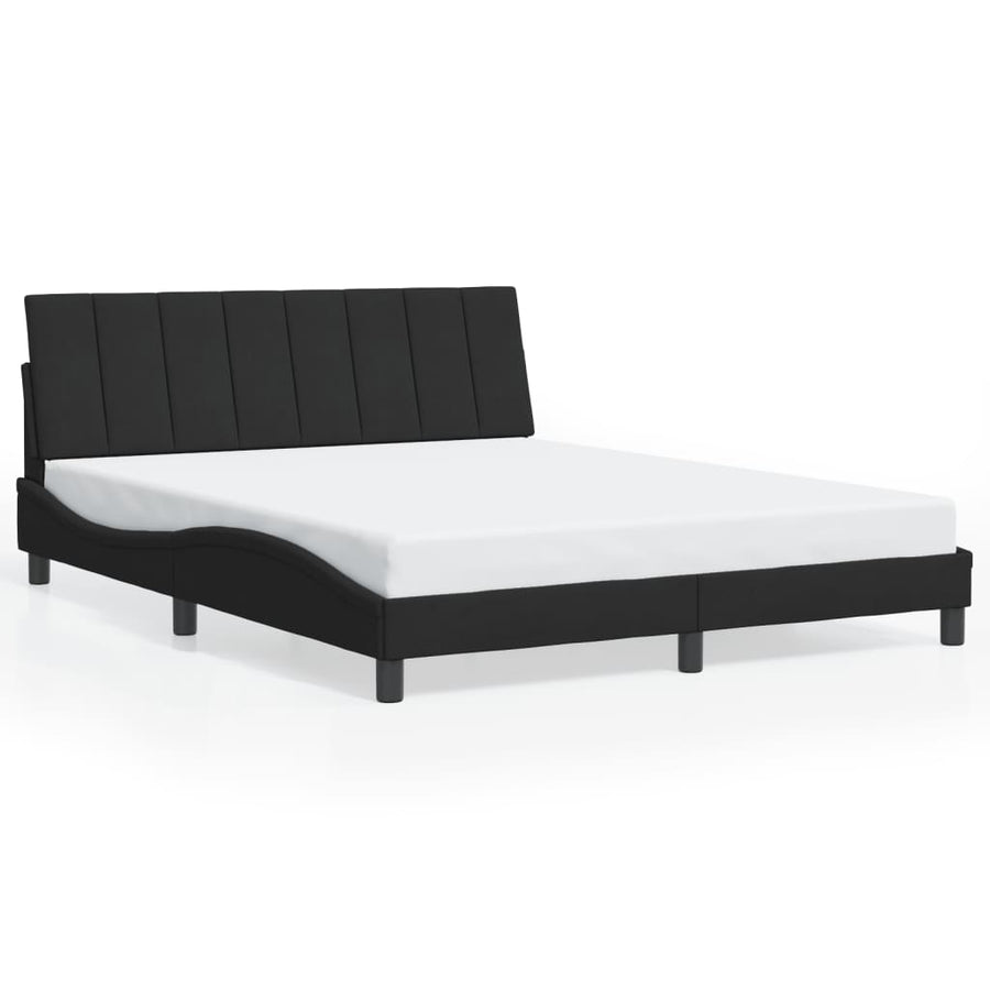 Bedframe Met Led-Verlichting Fluweel 160 x 200 cm Zwart