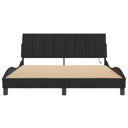 Bedframe Met Led-Verlichting Fluweel 160 x 200 cm Zwart