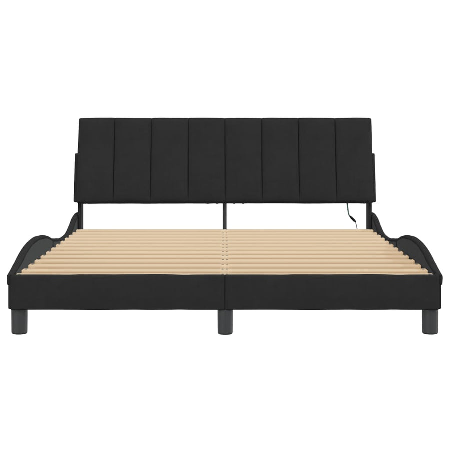 Bedframe Met Led-Verlichting Fluweel 160 x 200 cm Zwart