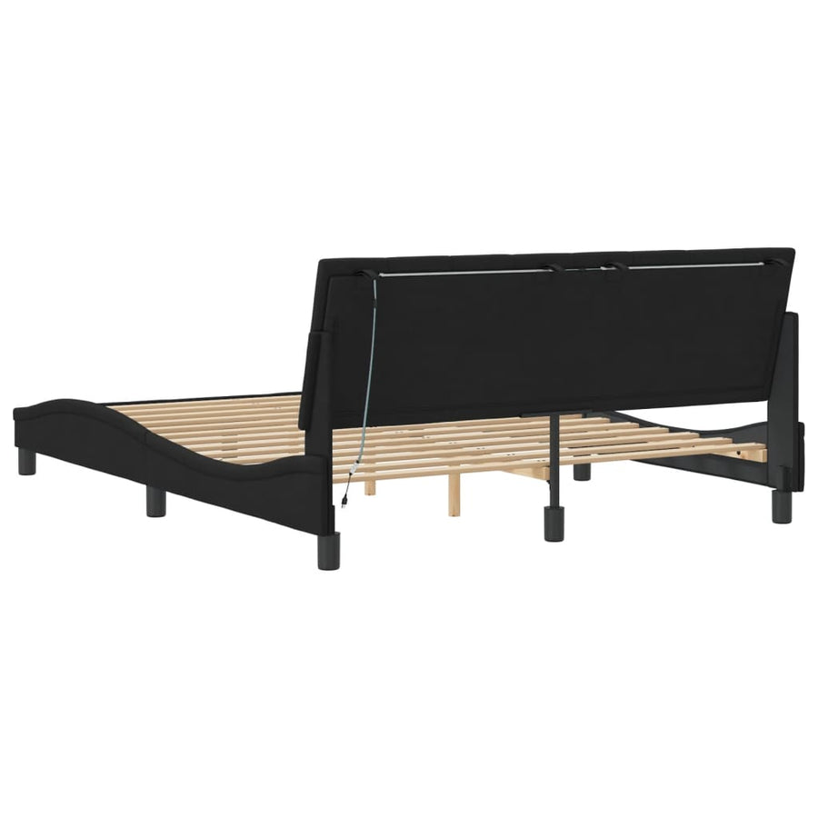 Bedframe Met Led-Verlichting Fluweel 160 x 200 cm Zwart