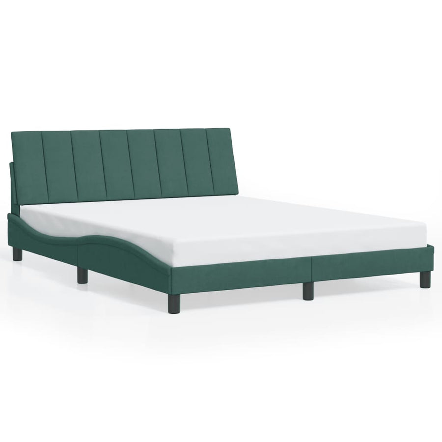 Bedframe Met Led-Verlichting Fluweel 160 x 200 cm Donkergroen