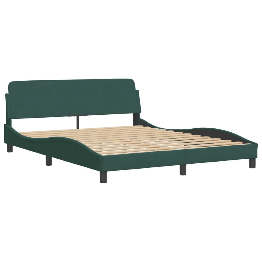 Bedframe Met Led-Verlichting Fluweel 160 x 200 cm Donkergroen