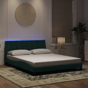 Bedframe 160x200 cm donkergroen fluweel met LED