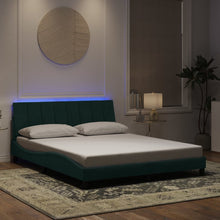 Bedframe Met Led-Verlichting Fluweel 160 x 200 cm Donkergroen