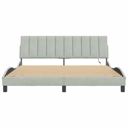Bedframe Met Led-Verlichting Fluweel Lichtgrijs 180X200 Cm