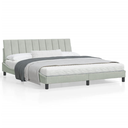 Bedframe Met Led-Verlichting Fluweel Lichtgrijs 180X200 Cm
